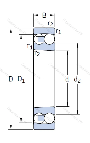 Двухрядный шариковый подшипник 2207 EKTN 9