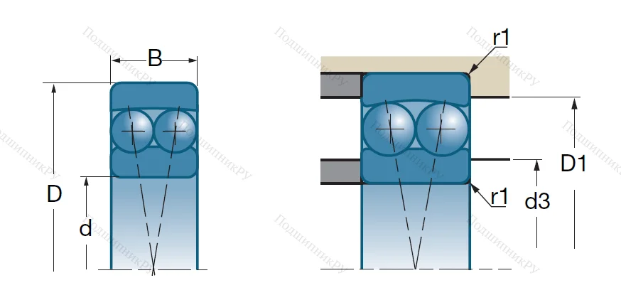 Двухрядный шариковый подшипник 2207