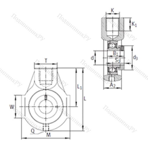 Подшипниковый узел шариковый радиальный PHE 45