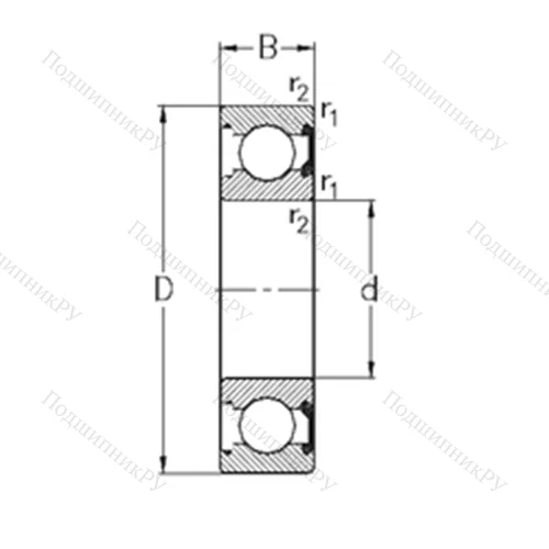 Подшипник шариковый радиальный 626-2RSR