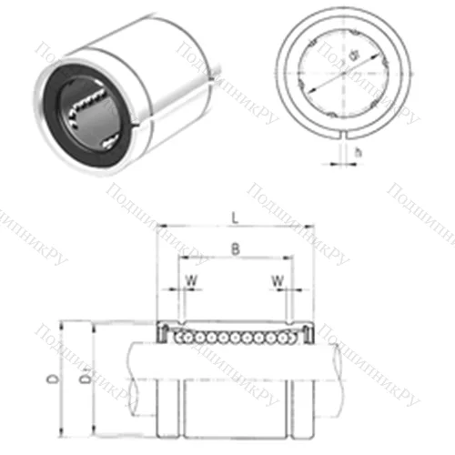 Подшипник шариковый линейный LM 16UUAJ