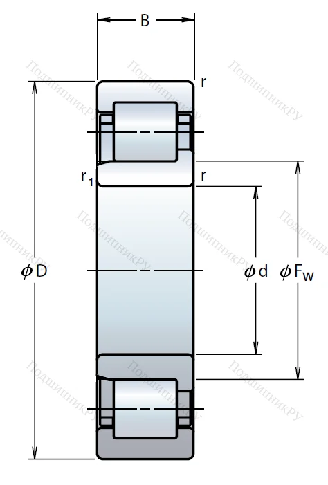Роликовый цилиндрический подшипник NJ 2222 W