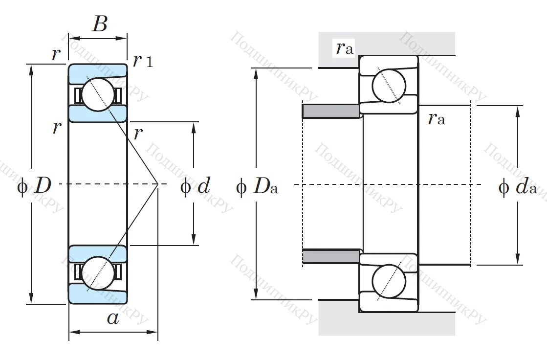 Однорядный шариковый подшипник 7312 B