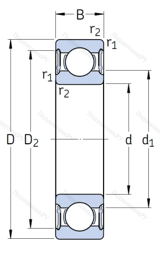 Однорядный шариковый подшипник 6210 2RS 1/C 3 от производителя  SKF