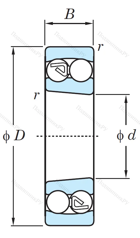 Двухрядный шариковый подшипник 1207 K