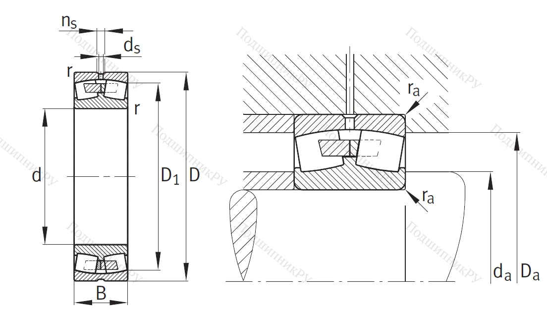 Сферический роликовый подшипник 23136 E 1A M