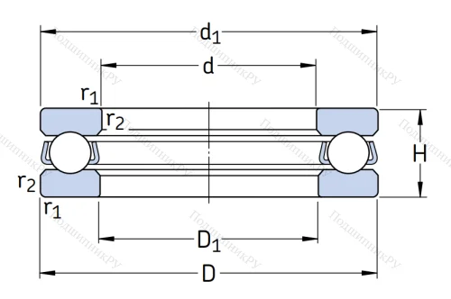 Упорный шариковый подшипник 51305 от производителя  SKF
