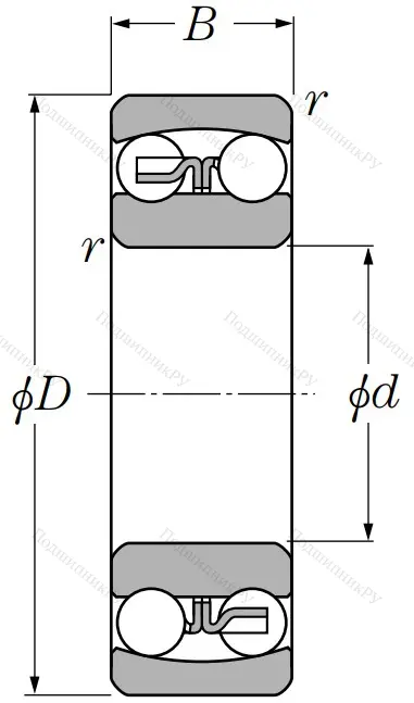 Двухрядный шариковый подшипник 1318