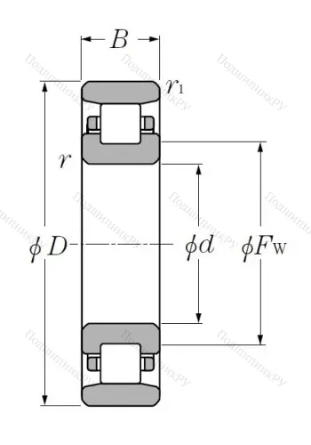 Роликовый цилиндрический подшипник N 220 от производителя  NTN