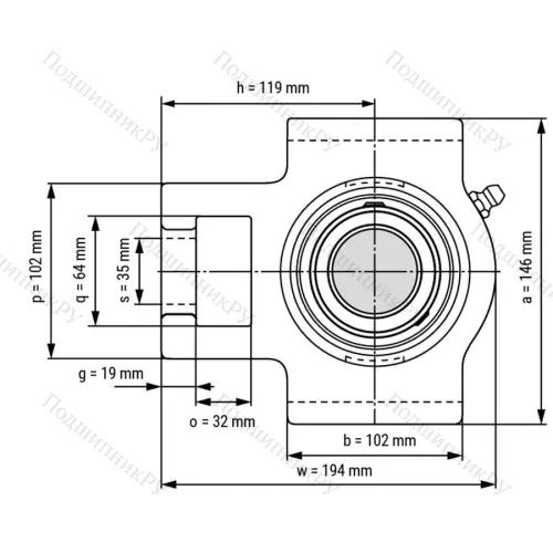 Подшипниковый узел UCT 307 - Вал: 35 мм от производителя  LPZ