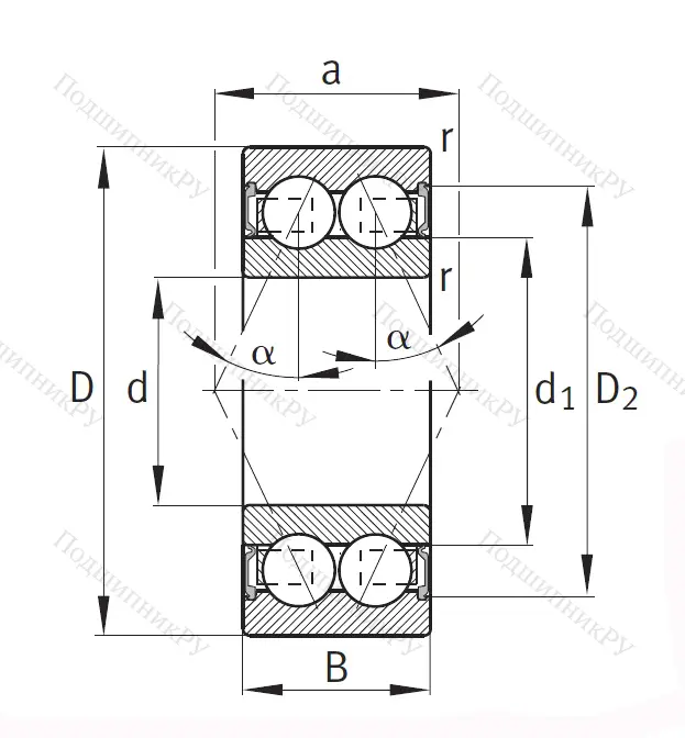 Двухрядный шариковый подшипник 3801 B 2RSR TVH HLC