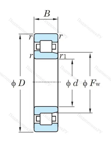 Роликовый цилиндрический подшипник NJ 2211 от производителя  KOYO