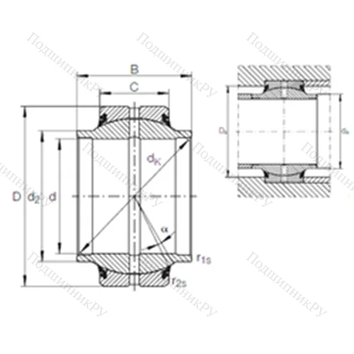 Подшипник скольжения сферический GE 30 HO-2RS