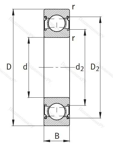 Однорядный шариковый подшипник 6213 2Z