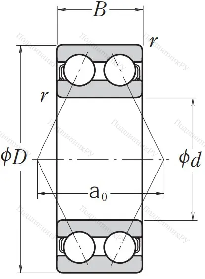 Двухрядный шариковый подшипник 5308 2RSTNG C 3