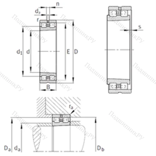 Подшипник роликовый радиальный NN 3032-AS-K-M-SP от производителя  INA