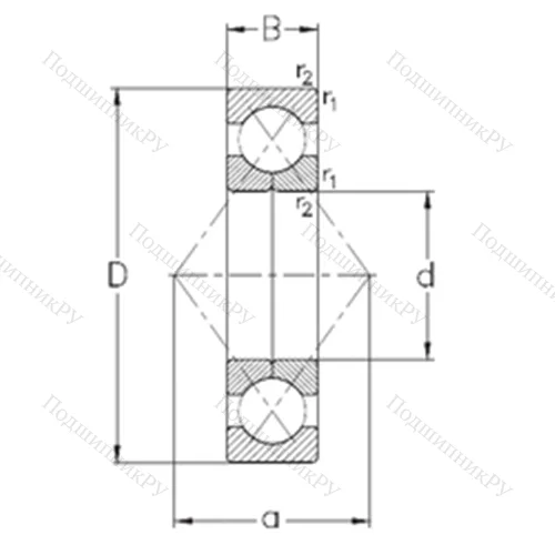 Подшипник шариковый радиально-упорный с четырёхточечным QJ 207-MPA