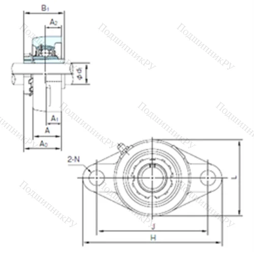 Подшипниковый узел шариковый радиальный UKFL 311+H 2311