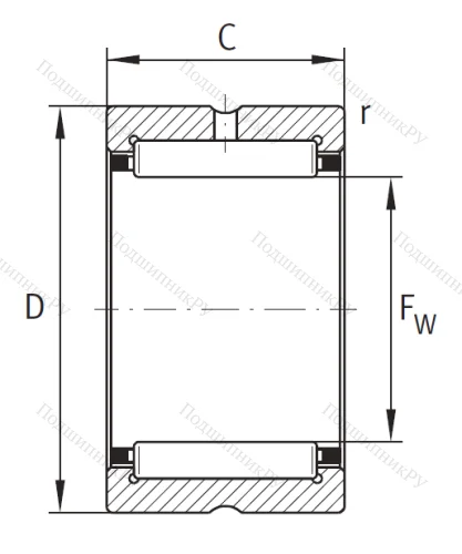 Игольчатый подшипник NK 70/25 XL от производителя  INA