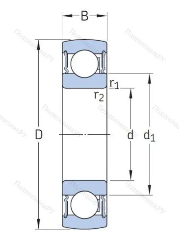 Однорядный шариковый подшипник 1726307-2RS 1 от производителя  SKF