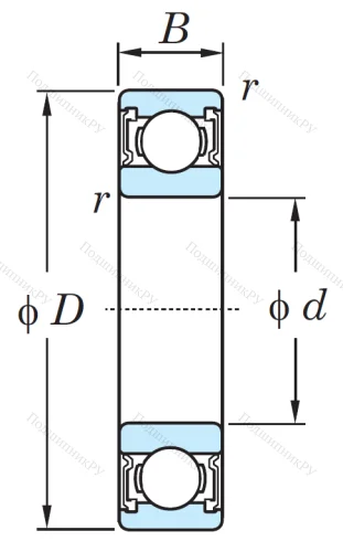 Однорядный шариковый подшипник 6307 2RS C 3 от производителя  KOYO