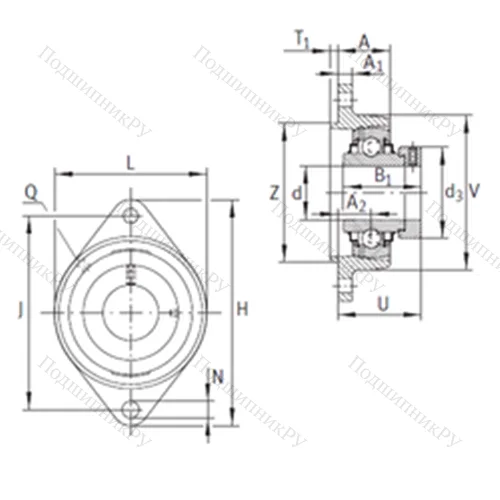 Подшипниковый узел шариковый радиальный RCJTZ 45
