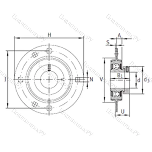 Подшипниковый узел шариковый радиальный RA 55