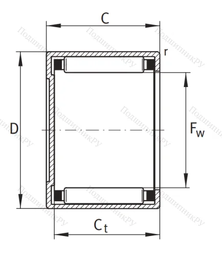 Игольчатый подшипник BK 1612 A от производителя  INA