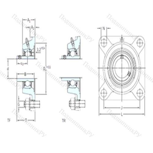 Подшипниковый узел шариковый радиальный FY 2.1/4 TF