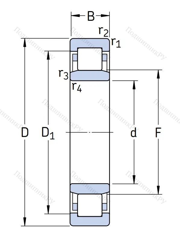 Роликовый цилиндрический подшипник NU 311 ECM