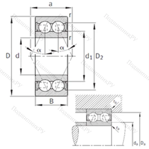 Подшипник шариковый радиально-упорный 3212-B-2RSR-TVH