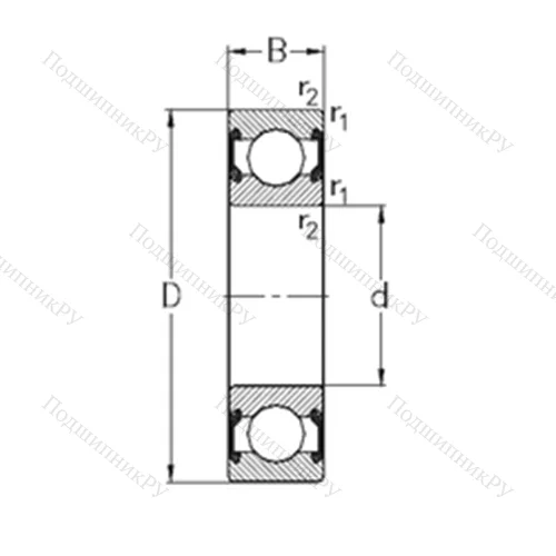 Подшипник шариковый радиальный 6204-2RS 2