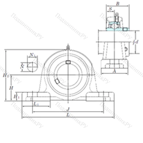 Подшипниковый узел шариковый радиальный UCP 210-31 от производителя  KOYO