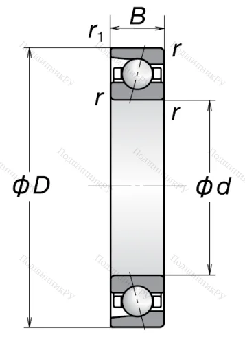 Радиально-упорный шариковый подшипник 7011 ACM (46111 Л ГОСТ) в Йошкар-Оле
