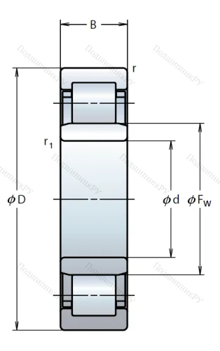 Роликовый цилиндрический подшипник NU 220 W C 3 от производителя  NSK