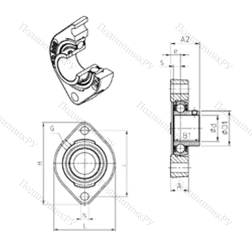 Подшипниковый узел шариковый радиальный USFD 205