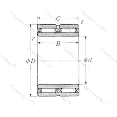 Подшипник игольчатый радиальный NAFW 609060