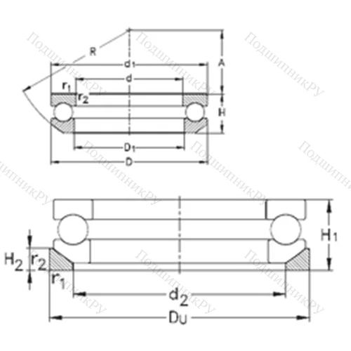 Подшипник шариковый упорный 53408+U 408