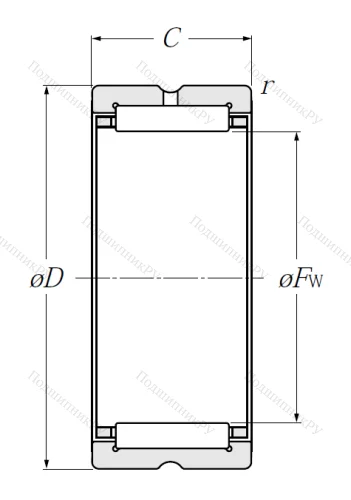 Игольчатый подшипник NK 25/16 R от производителя  NTN