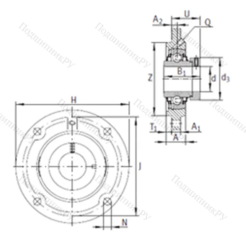 Подшипниковый узел шариковый радиальный RFE 60