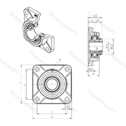 Подшипниковый узел шариковый радиальный UKF 322H