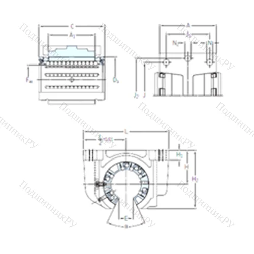 Подшипник шариковый линейный LUCF 16-2LS