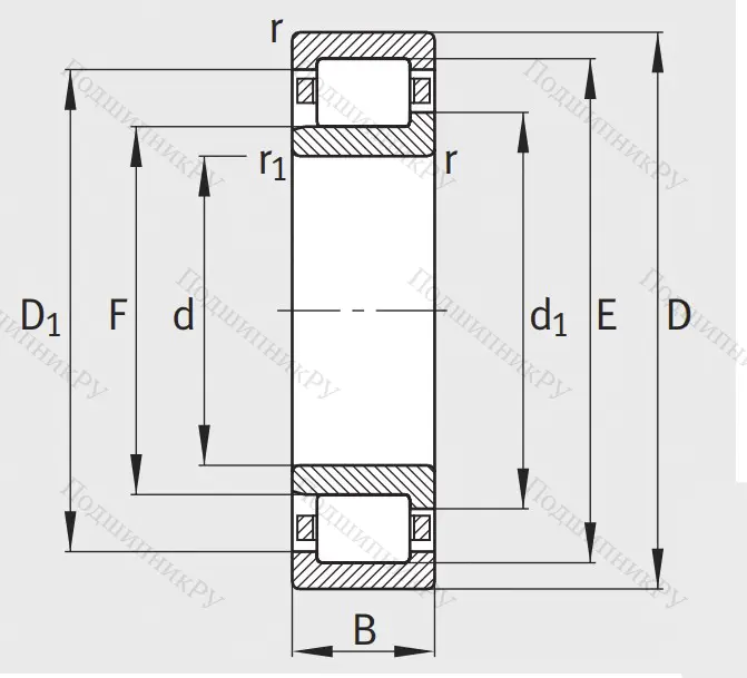 Роликовый цилиндрический подшипник NJ 2211 E XL TVP 2