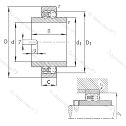 Подшипник шариковый радиальный самоцентрирующийся 11211-TVH