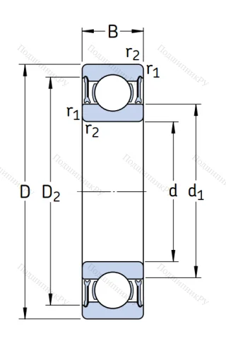 Высокотемпературный подшипник 6206 2RZTN 9/HC 5C 3WT от производителя  SKF