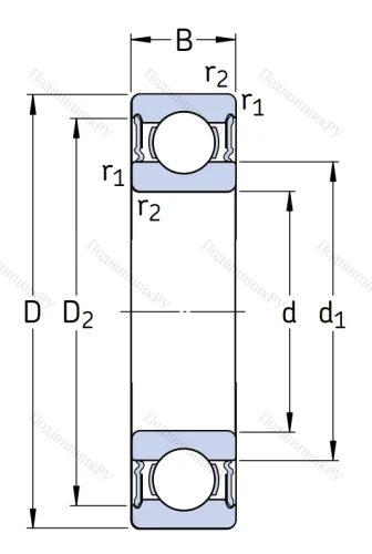 Шариковый однорядный подшипник 180214 (6214 2RS) в Йошкар-Оле