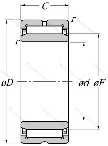 Игольчатый подшипник NA 4907 R от производителя  NTN