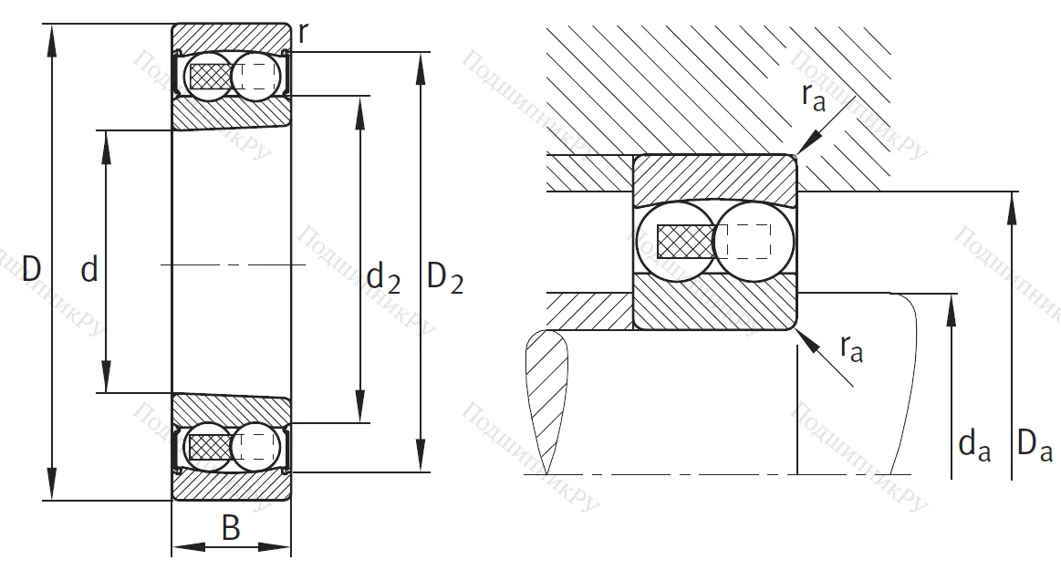 Двухрядный шариковый подшипник 2211 K 2RS TVH C 3
