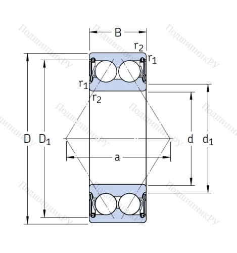 Двухрядный шариковый подшипник 3307 A 2RS 1TN 9/MT 33 от производителя  SKF
