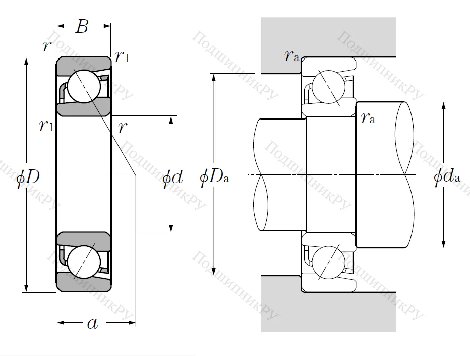 Однорядный шариковый подшипник 7216 B